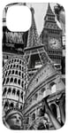 Collage rétro Paris New York Londres Rome World Travel Coque pour iPhone 14 Plus
