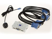 Boitier de partage KVM Switch Souris Clavier Ecran pour 2 PC - VGA / USB - Automatique et avec Télécommande - Cordons KVM fournis