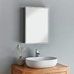 clickbasin Large Bathroom Wall Mirror Cabinet 50cm by 70cm | Can be Hung with Left or Right Door Opening | Almeria