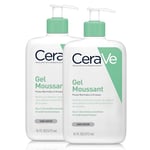 CeraVe Gel Moussant | 2 x 473ml | Gel Nettoyant Purifiant Visage à l'Acide Hyaluronique et au Niacinamide pour Peaux Normales, Grasses et Acnéiques