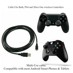 2m Play + Charging Charger Lead Cable For Xbox One, PS4 Pro Controller GamePad