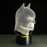 Den perfekta julklappen  Batman 3d Ljus Rum Sovrumsdekoration Nattlampa 7 Färger Ändra Usb-kabel Smart Touch-knapp Led-skrivbordslampa för barn
