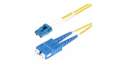 StarTech.com 5m (15ft) LC to SC (UPC) OS2 Single Mode Duplex Fiber Optic Cable, 9/125µm, Laser Optimized, 10G, Bend Insensitive, Low Insertion Loss - LSZH Fiber Patch Cord (SMLCSC-OS2-5M) - patchkabel - 5 m. - gul