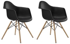 ARIANA - Ruokapöydän tuolit käsinojilla - musta - 2 kpl sarja