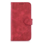 Samsung Galaxy A21s Flip Case, Premium PU Leather Shockproof Notebook Wallet Protective Cover with Card Holder Magnetic Closure Stand Soft TPU Bumper Slim Shell for Samsung A21s Phone Case, Red