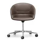 Walter Knoll - Kyo Swivel Chair 1343, Polished, Upholstered, Leather Cat. 50 Rodeo-Soft 1415 Off White, 4-star Base, Teflon Glides
