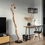 Lampadaire salle à manger lampadaire bois noir lampe en bois corde de chanvre aspect bois style campagnard, métal marron, 1x douille E27, LxlxH