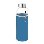 Vattenflaska glas 500ml med gummihölje - blå
