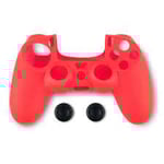 Spartan Gear - Controller Silicon Skin Cover And Thumb Grips (compatible With Playstation 4) (colour: Red)