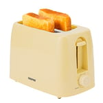 Geepas 2 Slice Bread Toaster with 6 Level Browning Control - Removable Crumb Tray, Cancel Function, Cord Storage & Cool Touch Plastic Housing - 650W, 2 Year Warranty (Beige)