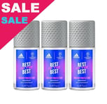 Adidas Men Best Of The Best EUFA Deodorant Antiperspirant Roll-On 3 x 50ml