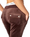 Juicy Couture Del Ray Classic Velour Pant Pocket Design W Java (Storlek XL)
