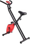 Indoor Cycling Bike Stationary Small Foldable Home Exercise Bicycle Cycle Bike with Ipad Mount Comfortable Seat Cushion Sunny Health Bikes for Exercise-Red