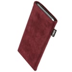 fitBAG Classic Burgundy custom tailored sleeve for Motorola Moto G10 | Made in Germany | Genuine Alcantara pouch case cover with MicroFibre lining for display cleaning