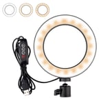 6.2 Multifunctional Anchor Live Broadcast Led Ring Light, USB Ringlight 3 Colors Dimmable Light for Online Teaching Make Up Live Broadcast(Tripod Stand not included)