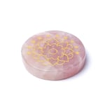 Graverad mineralskiva rosenkvarts lotus
