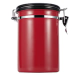 Airtight Coffee Canister, Stainless Steel Sealed Coffee Bean Storage Can with Air Evacuation Valve, Sealing Tea Leaves Pot Tank Container with Spoon (red)