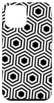 Coque pour iPhone 12 mini White Black Bee Hexagon Honeycomb Vintage Pattern
