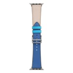 Armband i PU-läder till Apple Watch 42/44mm, Blå/Vit