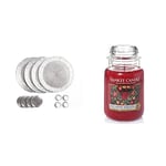 Yankee Candle Scented Candle - Snowflake Cookie Large Jar Candle: up to 150 Hours & Penguin Home Glass beaded 4 x Placemats (32cm), 4 x Coasters (10cm) & 4 x Napkin Rings (5cm) - Set of 12