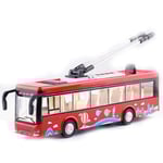 Leksaker för barn Legering Sightseeing Bus Modell 1/32 Trolleybuss Diecast Spårvagnsbuss Fordon Bil Leksak Med Ljus