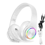 i-Tronixs® Bluetooth Headset 5.0 Over-Ear Folding Headphones, Wireless&Wired Headphones,[color transforming lights]Compatible With Android, Tablet, PC, Samsung Huawei Sony Honor Nokia Motorola (White)