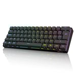 RK ROYAL KLUDGE RK61 Clavier Gaming sans Fil, AZERTY Mecanique 60% Bluetooth/2.4Ghz/USB-C Interrupteur Rouge Remplaçable à Chaud Compatible avec MacBook/iPad/Mac OS/Windows PC Tablette, Noir