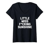 Womens Little Miss Fucking Sunshine T-Shirt funny saying sarcastic V-Neck T-Shirt