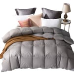 Amazon Brand - Umi Goose Feather and Down Duvet with 100% Cotton Down-Proof Fabric (13.5 Tog, Grey, 155x220cm)