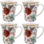 Set Of 4 William Morris Mugs Anthina Gift Boxed Fine China Floral Coffee Tea Cup
