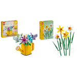LEGO Creator 3in1 Flowers in Watering Can Toy to Welly Boot to 2 Birds on a Perch & Creator Daffodils, Artificial Flowers Set for Kids, Build and Display This Bouquet at Home as Bedroom