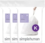 Simplehuman CW0260 Code K Custom Fit Bin Liner Bulk Pack, White Plastic (3 Pack