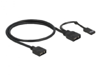Delock - RGB LED cable - 3-stifts ARGB (hona) till 3-stifts ARGB, VDG header (hona) - 5 V - 50 cm - svart