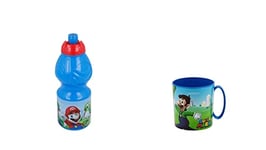 ALMACENESADAN 4691, Pack Super Mario, composé de tasse micro-ondes 350 ml et bouteille d'eau 400 ml, produit réutilisable, sans BPA