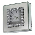 DRW Horloge de Bureau carrée en Verre et Miroir Couleur Miroir 15 x 5 x 15 cm