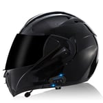 Bluetooth Casques Moto intégrés,Anti-Glare Full Face Modulable Double visières modulaire vélo Casques Motorcross Intercom Casque ECE Homologué S,L
