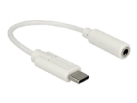 Delock - Audio-adapter - 24 pin USB-C hane till mini-phone stereo 3.5 mm hona - 14 cm - vit