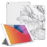 FINTIE Case for iPad 9th Generation 2021/ iPad 8th Generation 2020/ iPad 7th Generation 2019, 10.2-inch Lightweight Slim Shell Stand with Translucent Frosted Back Cover, Auto Wake/Sleep, Marble White