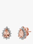 A B Davis 9ct Rose Gold Morganite and Diamond Teardrop Stud Earrings, Pink
