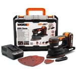 WORX WX822 18V 2.0Ah Battery Cordless Detail Sander Battery Charger & Carry Case
