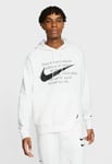 Nike Swoosh Print Pullover Hoodie Sweatshirt White Black Size Small DB4965 100