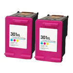 2 Tri Colour Ink Cartridge For HP 3055A 2620 2622 4630 1510 301XL