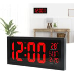 Réveil numérique LED - Horloge murale de bureau éternel - Calendrier électronique avec température et date - Pour maison, bureau, restaurant,