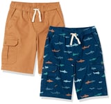 Amazon Essentials Cargo Shorts, Brun Kaki Foncé, Requins, 4 Ans