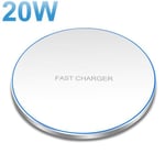 20W Blanc-Chargeur rapide sans fil pour iPhone, chargeur à induction rapide pour Samsung S22, S21, S20, 14, 1