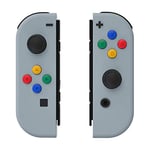 eXtremeRate DIY Replacement Shell Buttons for Nintendo Switch & Switch OLED, New Hope Gray Custom Housing Case with Corlorful Button for Joycon Handheld Controller [Only the Shell, NOT the Joycon]