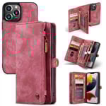 CaseMe Multi-Slot 2 i 1 Plånboksfodral iPhone 13 Pro Max Röd