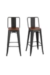 2Pcs Set Industrial Style High Chair Bar Stool