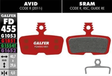 Galfer Disc Brake Pads Advanced Avid Code R 2011-Onwards FD455 G1851 Extreme Wet