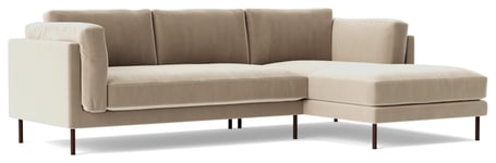 Swoon Munich Velvet Right Hand Corner Sofa - Taupe 5 Seater